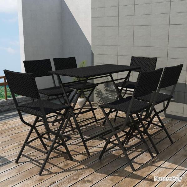 Ensemble � manger d'ext�rieur pliable 7pcs Acier R�sine tress�e