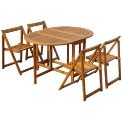 Ensemble &agrave; manger d'ext&eacute;rieur pliable 5pcs Bois d'acacia solide