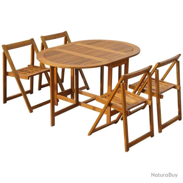 Ensemble � manger d'ext�rieur pliable 5pcs Bois d'acacia solide