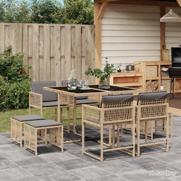 Ensemble � manger de jardin et coussins 9 pcs m�lange beige