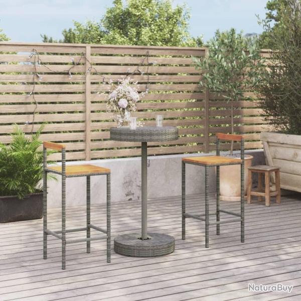bar jardin 3 pcs gris poly rotin/bois massif acacia alsavelo