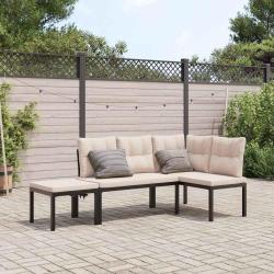 banc de jardin avec coussins 3 pcs noir alsavelo