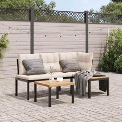 banc de jardin avec coussins 3 pcs noir alsavelo