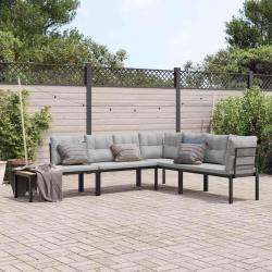 banc de jardin avec coussins 4 pcs noir alsavelo