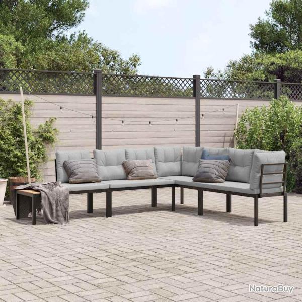 banc de jardin avec coussins 4 pcs noir alsavelo