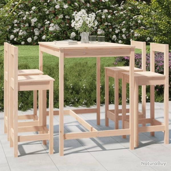 bar de jardin 5 pcs bois de pin massif alsavelo