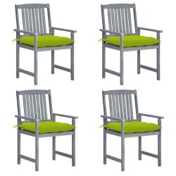 Chaises de jardin et coussins lot de 4 Gris Bois acacia massif