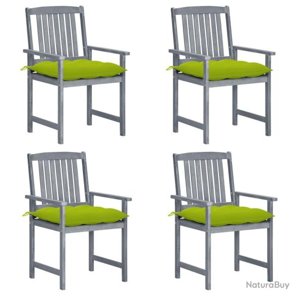 Chaises de jardin et coussins lot de 4 Gris Bois acacia massif alsavelo