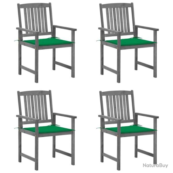 Chaises de jardin et coussins lot de 4 Gris Bois acacia massif alsavelo