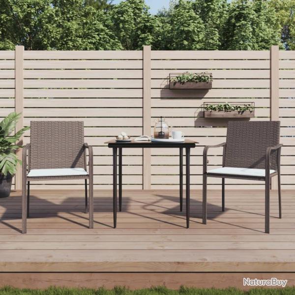 Chaises de jardin et coussins lot de 2 marron 56x59x84 cm rotin alsavelo