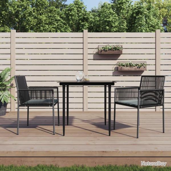 Chaises de jardin et coussins lot de 2 noir 54x60,5x83,5 cm alsavelo
