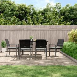 Chaises de jardin et coussins lot de 6 noir 54x62,5x89 cm rotin