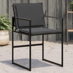 Chaises de jardin et coussins lot de 4 noir acier et textil&egrave;ne