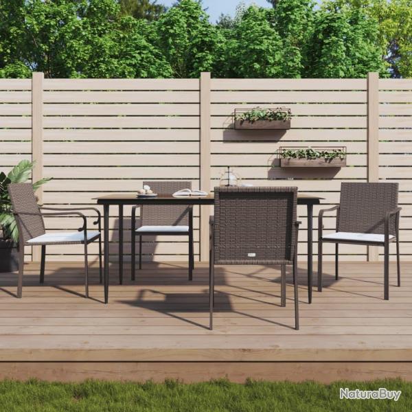 Chaises de jardin et coussins lot de 4 marron 56x59x84 cm rotin