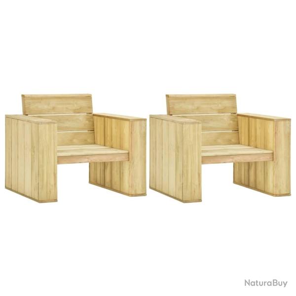 Chaises de jardin lot de 2 89x76x76 cm Bois de pin imprgn alsavelo