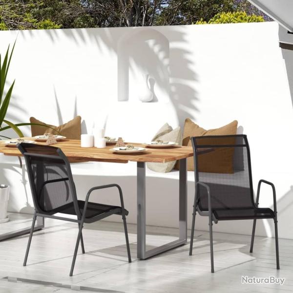 Chaises de jardin lot de 2 Acier et textilne Noir alsavelo