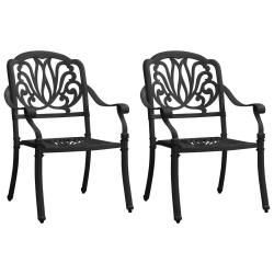 Chaises de jardin lot de 2 Aluminium coul&eacute; Noir alsavelo