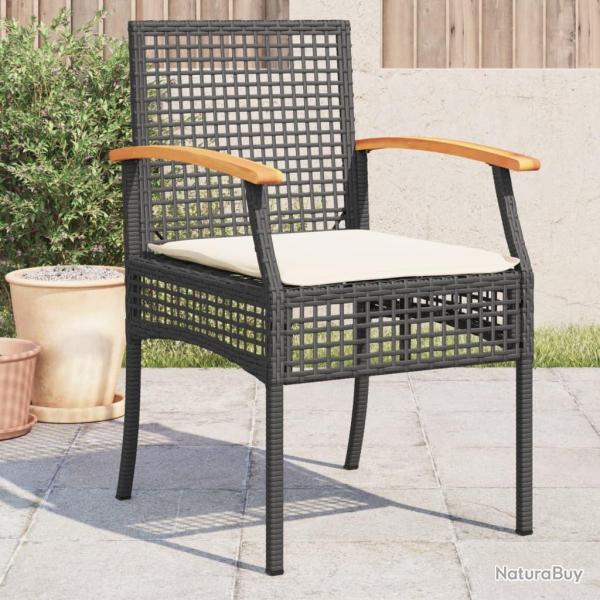 Chaises de jardin coussins lot de 4 noir r�sine tress�e acacia
