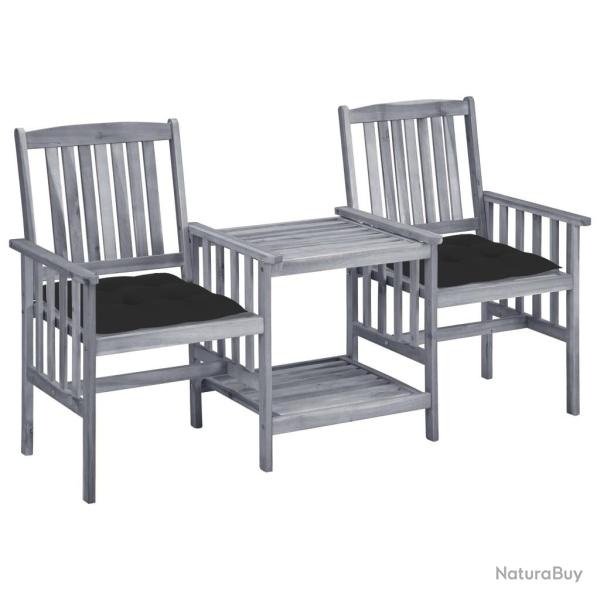 Chaises de jardin avec table  th et coussins Acacia solide alsavelo