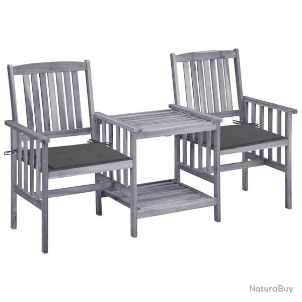 Chaises de jardin avec table � th� et coussins Acacia solide alsavelo