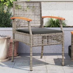 Chaises de jardin coussins lot de 2 gris r&eacute;sine tress&eacute;e acacia