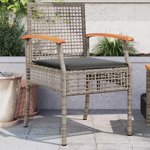 Chaises de jardin coussins lot de 2 gris r�sine tress�e acacia