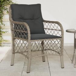 Chaises de jardin coussins lot de 2 gris clair r&eacute;sine tress&eacute;e