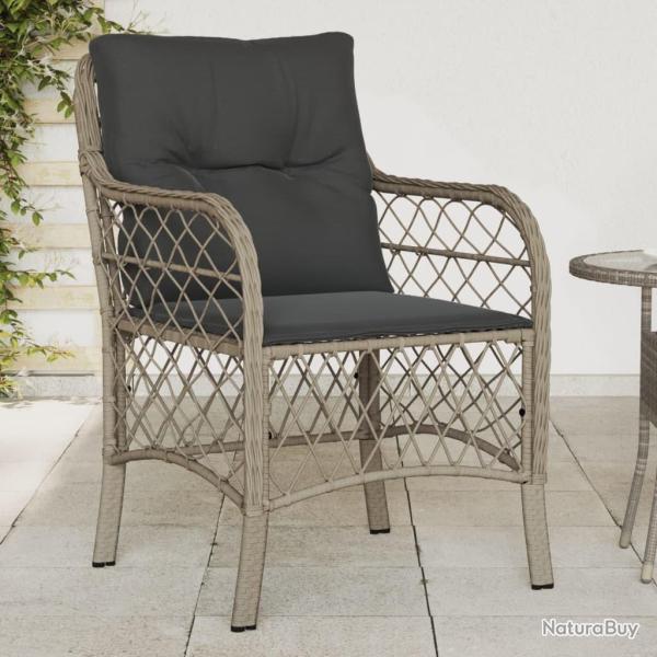 Chaises de jardin coussins lot de 2 gris clair r�sine tress�e