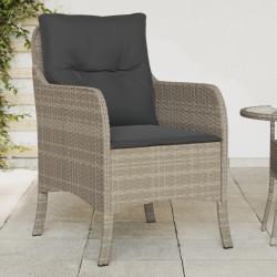 Chaises de jardin coussins lot de 2 gris clair r&eacute;sine tress&eacute;e