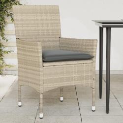 Chaises de jardin coussins lot de 2 gris clair r&eacute;sine tress&eacute;e