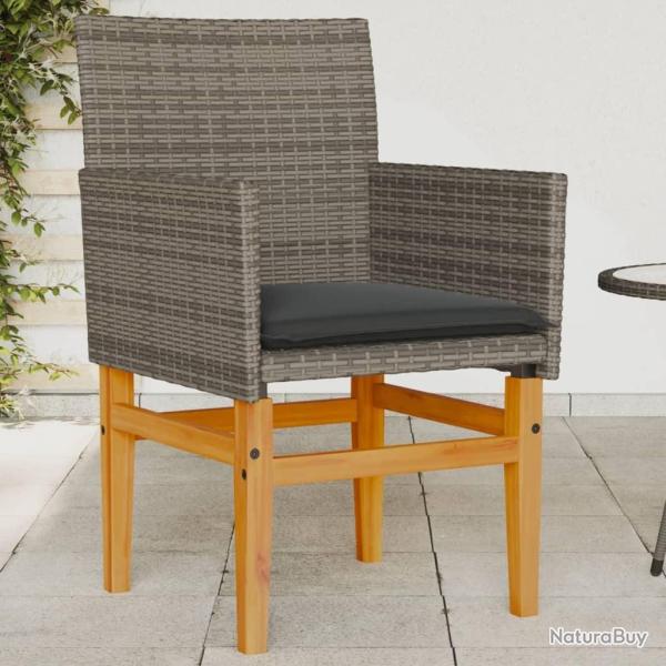 Chaises de jardin coussins lot de 2 gris r�sine tress�e et bois