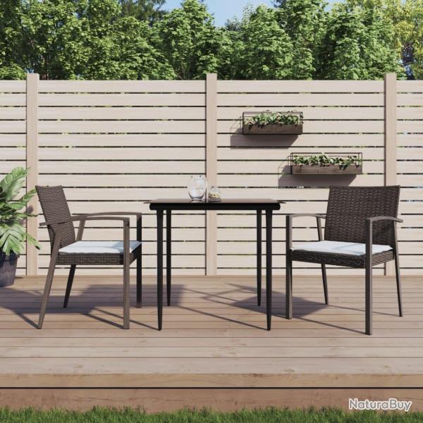 Chaises de jardin coussins lot de 2 marron 56,5x57x83 cm rotin alsavelo