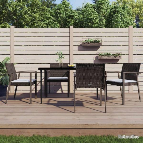Chaises de jardin coussins lot de 4 marron 56,5x57x83 cm rotin alsavelo