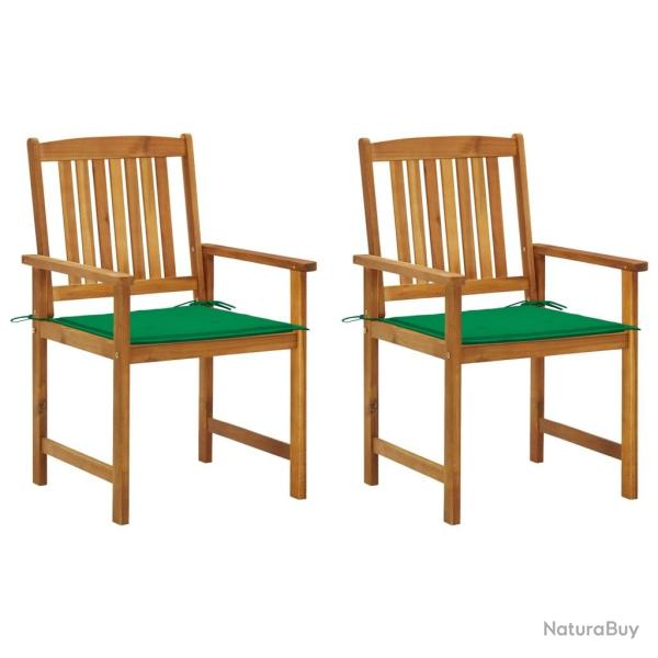 Chaises de jardin avec coussins lot de 2 Bois d'acacia massif alsavelo