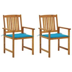 Chaises de jardin avec coussins lot de 2 Bois d'acacia massif