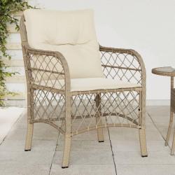 Chaises de jardin avec coussins lot de 2 beige r&eacute;sine tress&eacute;e