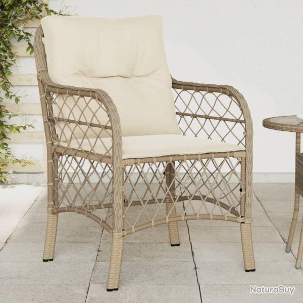 Chaises de jardin avec coussins lot de 2 beige rsine tresse alsavelo