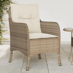 Chaises de jardin avec coussins lot de 2 beige r&eacute;sine tress&eacute;e