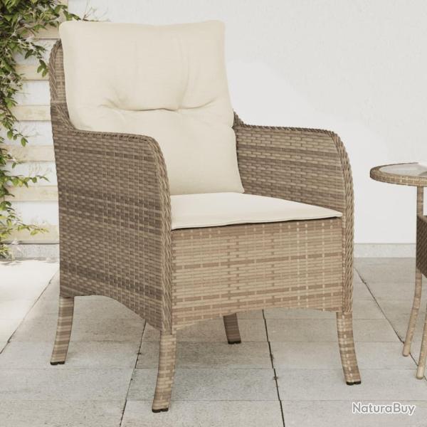 Chaises de jardin avec coussins lot de 2 beige r�sine tress�e