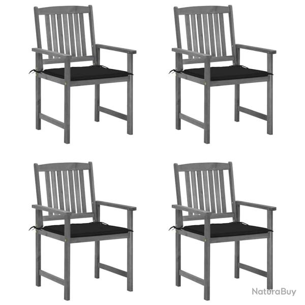 Chaises de jardin et coussins lot de 4 Gris Bois acacia massif alsavelo