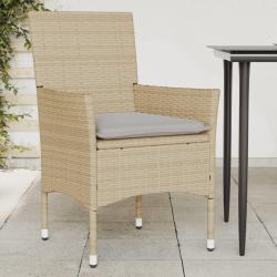 Chaises de jardin avec coussins lot de 2 beige r&eacute;sine tress&eacute;e