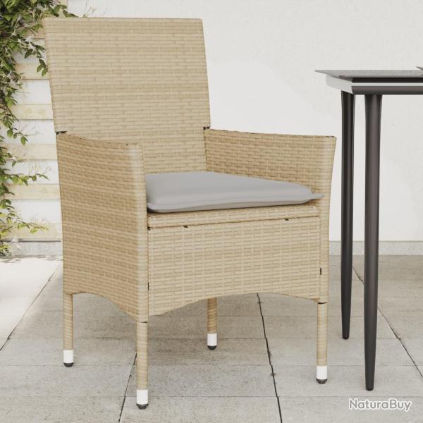 Chaises de jardin avec coussins lot de 2 beige r�sine tress�e alsavelo