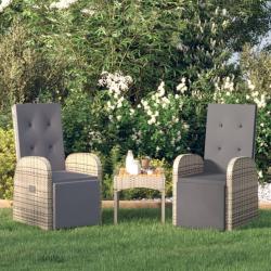Chaises de jardin inclinables coussins lot de 2 R&eacute;sine tress&eacute;e