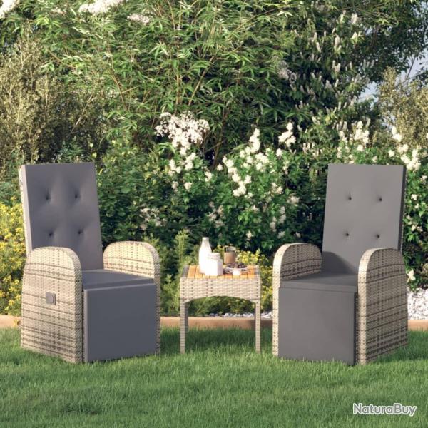 Chaises de jardin inclinables coussins lot de 2 R�sine tress�e