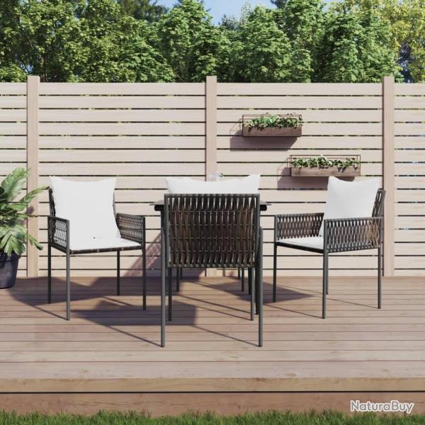 Chaises de jardin et coussins lot de 4 marron 54x61x83 cm rotin alsavelo
