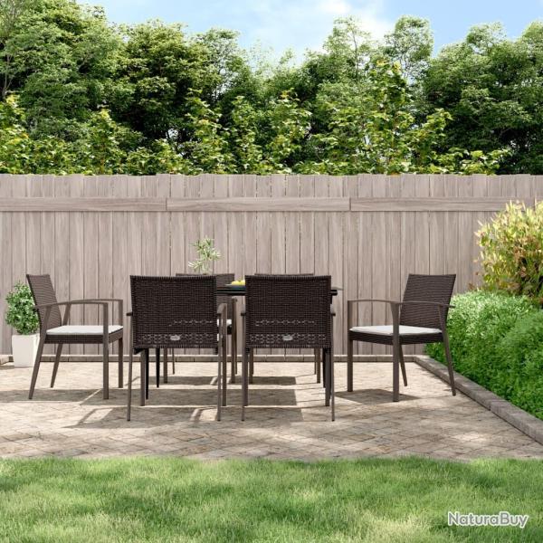 Chaises de jardin coussins lot de 6 marron 56,5x57x83 cm rotin alsavelo