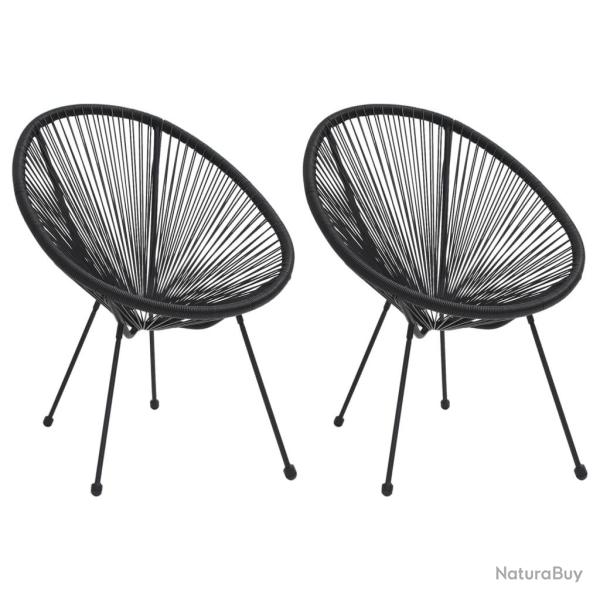 Chaises de jardin en forme de lune lot de 2 Rotin Noir alsavelo