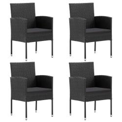 Chaises de jardin coussins noir lot de 4 noir r&eacute;sine tress&eacute;e