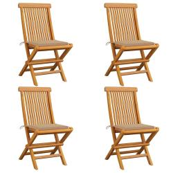 Chaises de jardin et coussins beige lot de 4 Bois teck massif