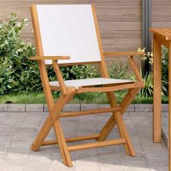 Chaises de jardin lot de 2 blanc cr&egrave;me bois acacia massif tissu